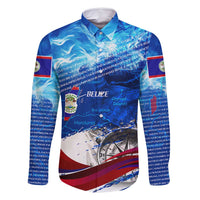 Belize One Flag One Heart Family Matching Long Sleeve Bodycon Dress and Hawaiian Shirt Caribbean Heartbeat - Where Compass Meets Culture