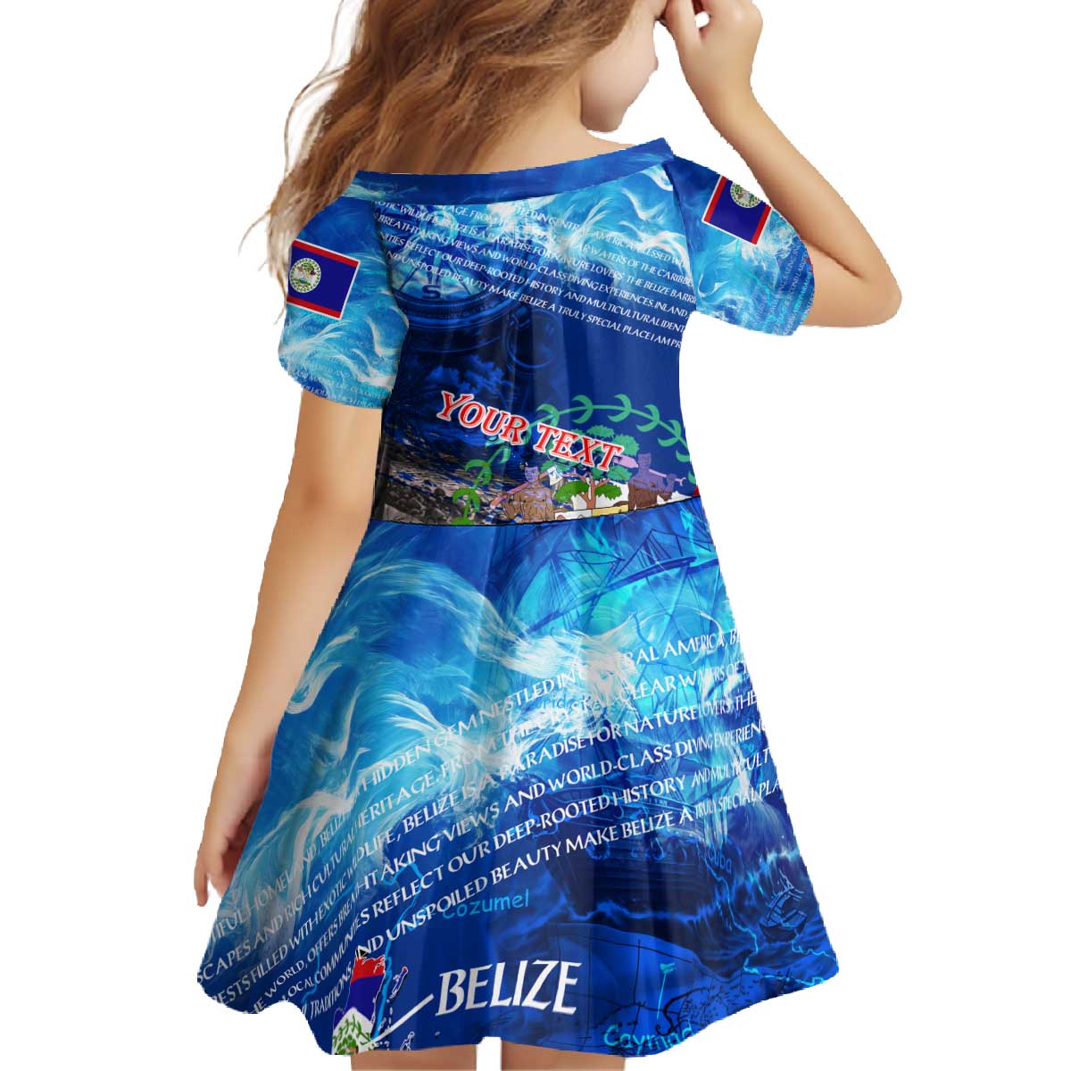 Belize One Flag One Heart Family Matching Off The Shoulder Long Sleeve Dress and Hawaiian Shirt Caribbean Heartbeat - Where Compass Meets Culture