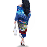 Belize One Flag One Heart Family Matching Off The Shoulder Long Sleeve Dress and Hawaiian Shirt Caribbean Heartbeat - Where Compass Meets Culture