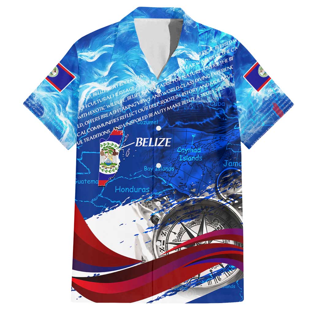 Belize One Flag One Heart Family Matching Off Shoulder Maxi Dress and Hawaiian Shirt Caribbean Heartbeat - Where Compass Meets Culture
