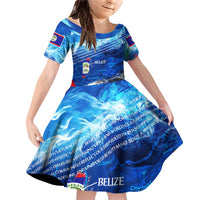 Belize One Flag One Heart Family Matching Off Shoulder Short Dress and Hawaiian Shirt Caribbean Heartbeat - Where Compass Meets Culture