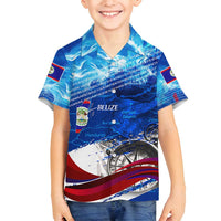 Belize One Flag One Heart Family Matching Off Shoulder Short Dress and Hawaiian Shirt Caribbean Heartbeat - Where Compass Meets Culture