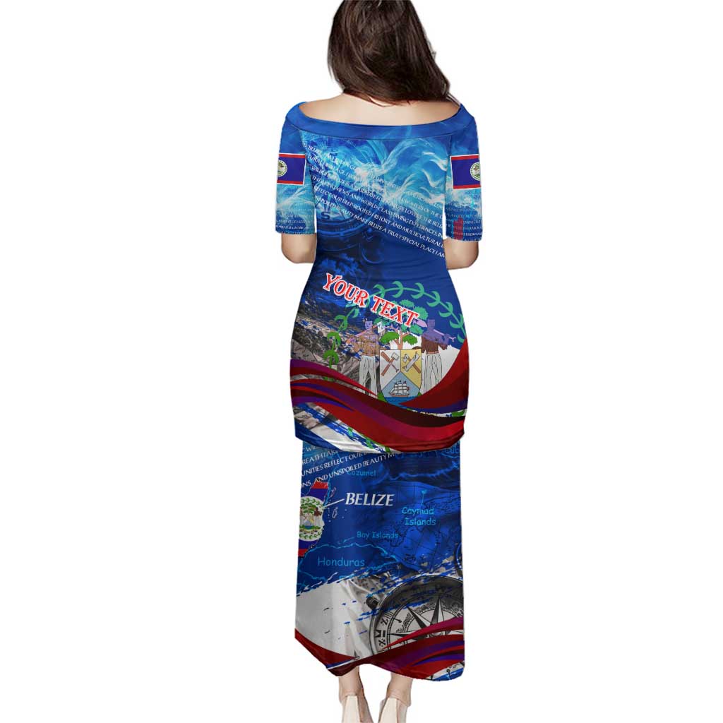 Belize One Flag One Heart Family Matching Puletasi and Hawaiian Shirt Caribbean Heartbeat - Where Compass Meets Culture