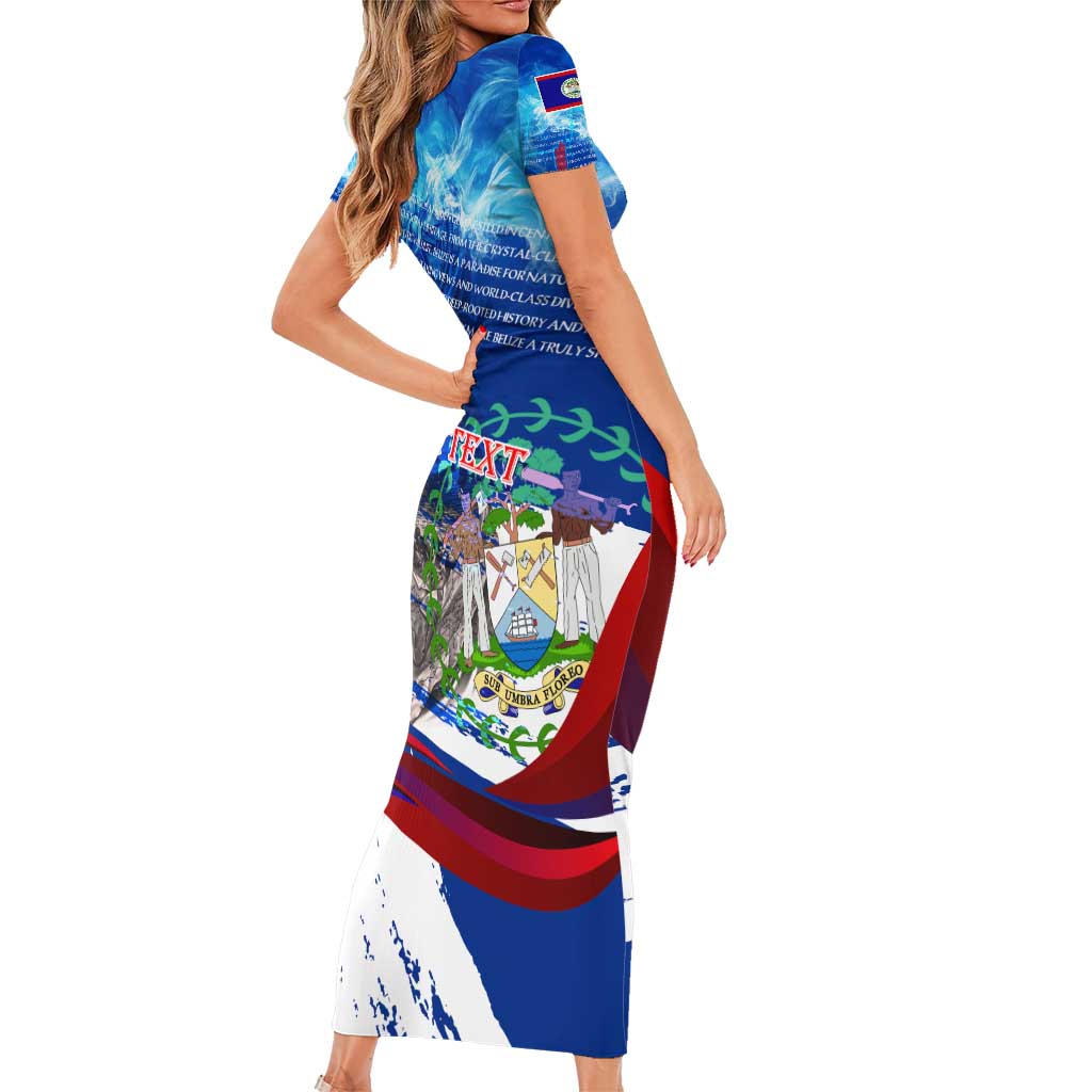 Belize One Flag One Heart Family Matching Short Sleeve Bodycon Dress and Hawaiian Shirt Caribbean Heartbeat - Where Compass Meets Culture