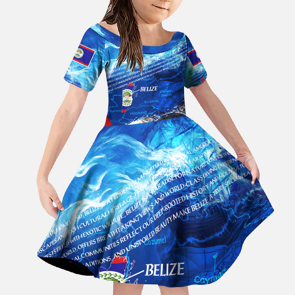 Belize One Flag One Heart Family Matching Summer Maxi Dress and Hawaiian Shirt Caribbean Heartbeat - Where Compass Meets Culture