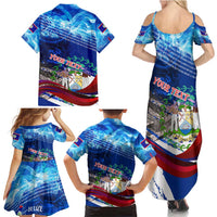 Belize One Flag One Heart Family Matching Summer Maxi Dress and Hawaiian Shirt Caribbean Heartbeat - Where Compass Meets Culture