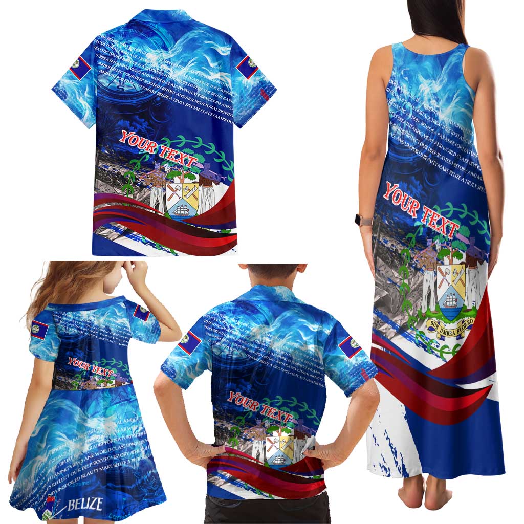 Belize One Flag One Heart Family Matching Tank Maxi Dress and Hawaiian Shirt Caribbean Heartbeat - Where Compass Meets Culture