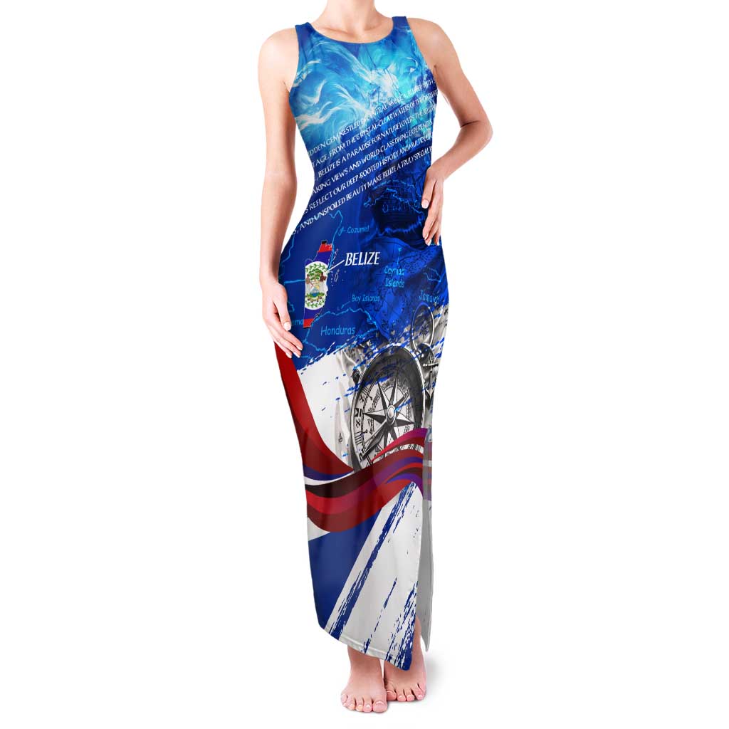 Belize One Flag One Heart Family Matching Tank Maxi Dress and Hawaiian Shirt Caribbean Heartbeat - Where Compass Meets Culture