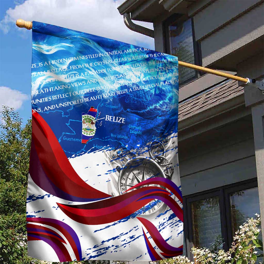 Belize One Flag One Heart Garden Flag Caribbean Heartbeat - Where Compass Meets Culture