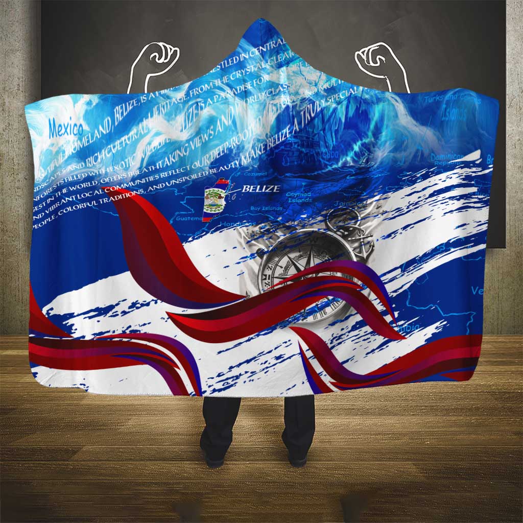 Belize One Flag One Heart Hooded Blanket Caribbean Heartbeat - Where Compass Meets Culture
