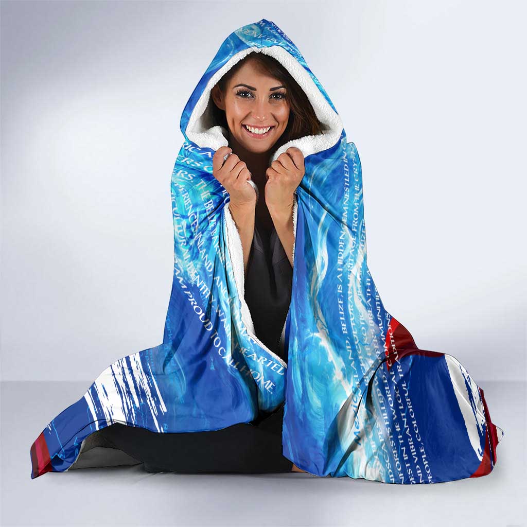 Belize One Flag One Heart Hooded Blanket Caribbean Heartbeat - Where Compass Meets Culture