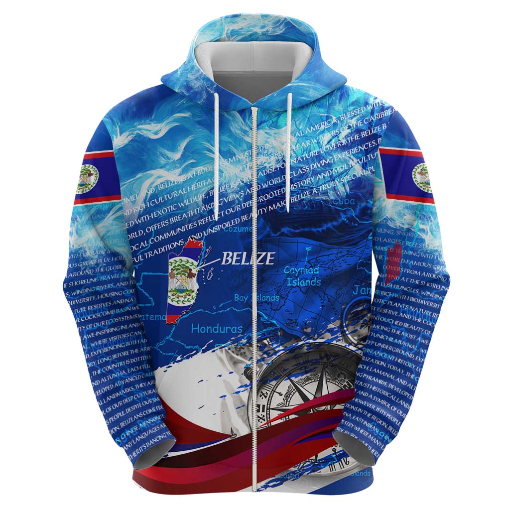 Belize One Flag One Heart Hoodie Caribbean Heartbeat - Where Compass Meets Culture