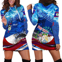 Belize One Flag One Heart Hoodie Dress Caribbean Heartbeat - Where Compass Meets Culture