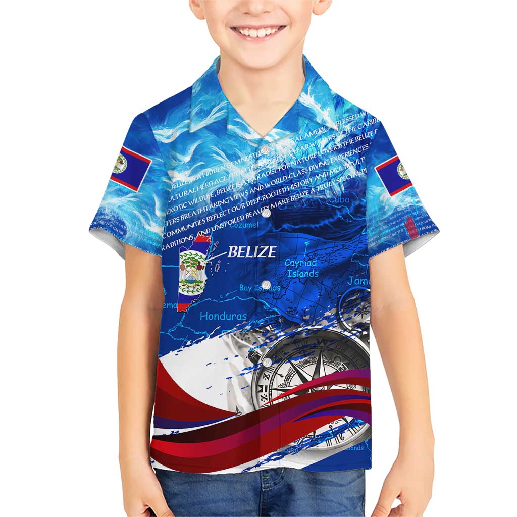 Belize One Flag One Heart Kid Hawaiian Shirt Caribbean Heartbeat - Where Compass Meets Culture