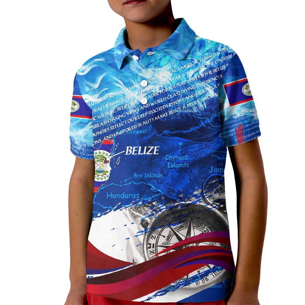 Belize One Flag One Heart Kid Polo Shirt Caribbean Heartbeat - Where Compass Meets Culture