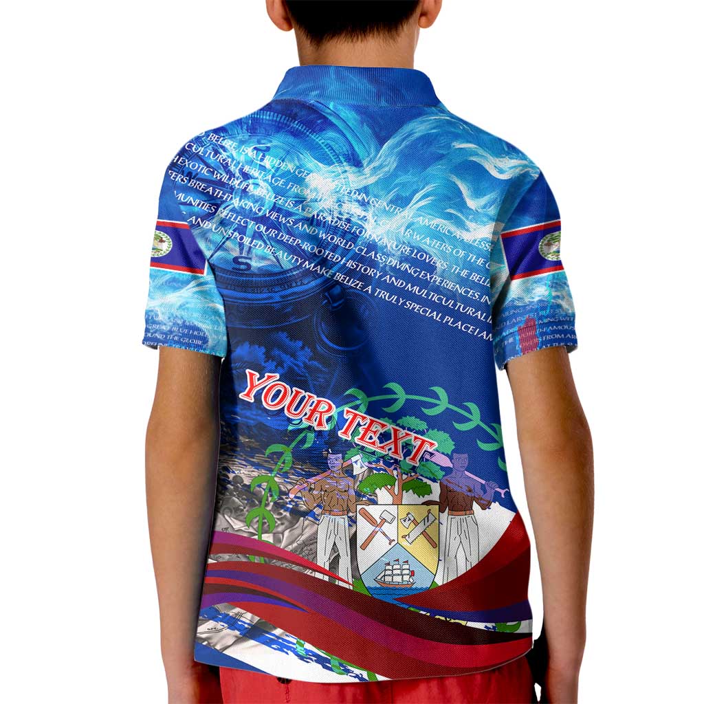 Belize One Flag One Heart Kid Polo Shirt Caribbean Heartbeat - Where Compass Meets Culture