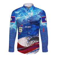 Belize One Flag One Heart Long Sleeve Button Shirt Caribbean Heartbeat - Where Compass Meets Culture