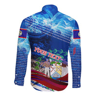 Belize One Flag One Heart Long Sleeve Button Shirt Caribbean Heartbeat - Where Compass Meets Culture