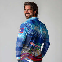 Belize One Flag One Heart Long Sleeve Polo Shirt Caribbean Heartbeat - Where Compass Meets Culture
