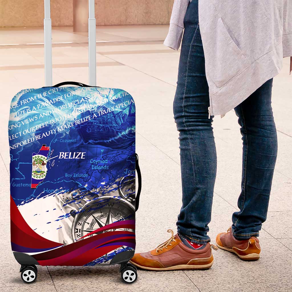 Belize One Flag One Heart Luggage Cover Caribbean Heartbeat - Where Compass Meets Culture