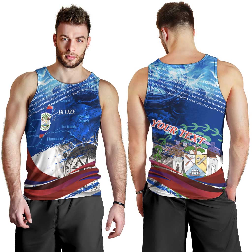 Belize One Flag One Heart Men Tank Top Caribbean Heartbeat - Where Compass Meets Culture