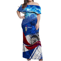 Belize One Flag One Heart Off Shoulder Maxi Dress Caribbean Heartbeat - Where Compass Meets Culture