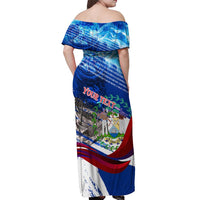 Belize One Flag One Heart Off Shoulder Maxi Dress Caribbean Heartbeat - Where Compass Meets Culture