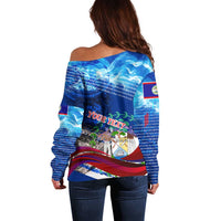 Belize One Flag One Heart Off Shoulder Sweater Caribbean Heartbeat - Where Compass Meets Culture