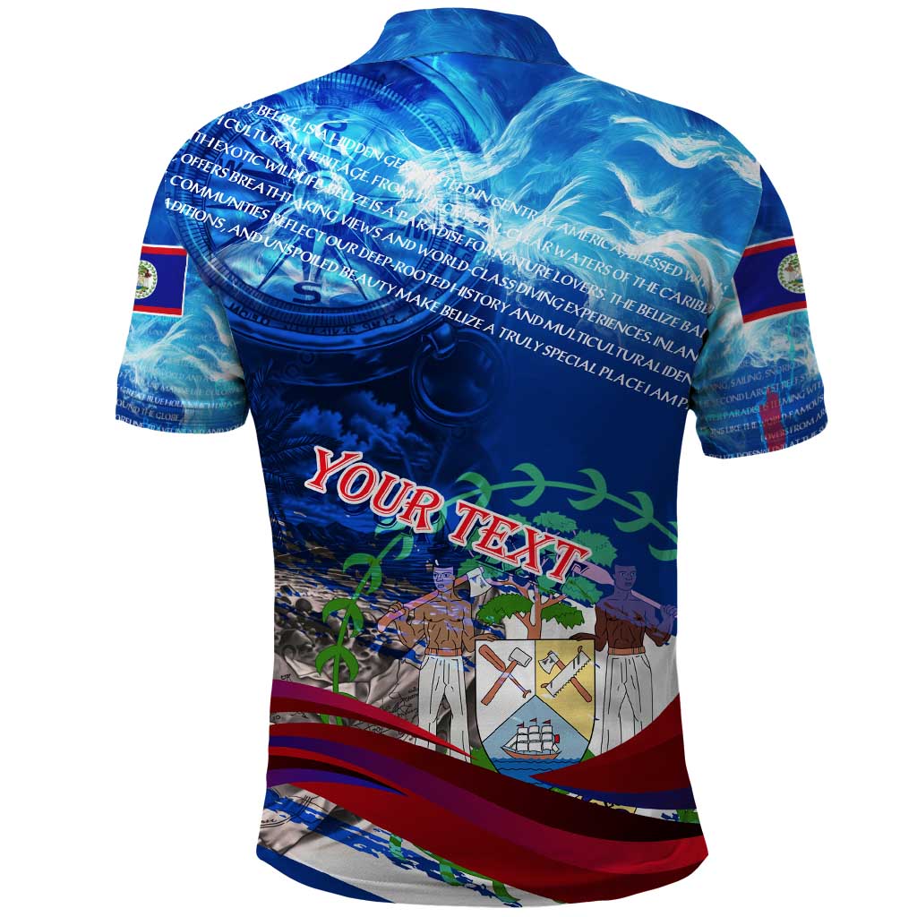 Belize One Flag One Heart Polo Shirt Caribbean Heartbeat - Where Compass Meets Culture