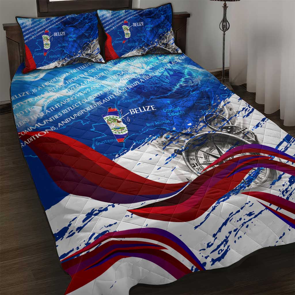 Belize One Flag One Heart Quilt Bed Set Caribbean Heartbeat - Where Compass Meets Culture