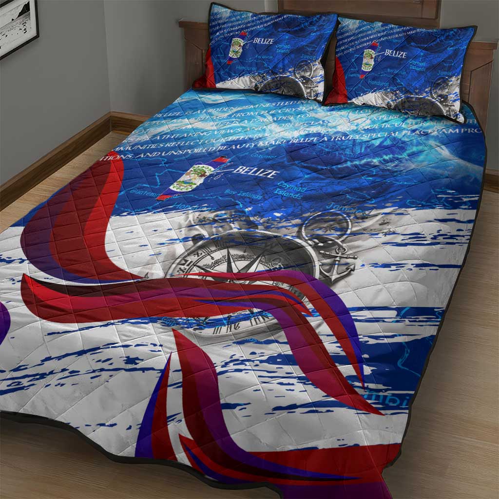 Belize One Flag One Heart Quilt Bed Set Caribbean Heartbeat - Where Compass Meets Culture