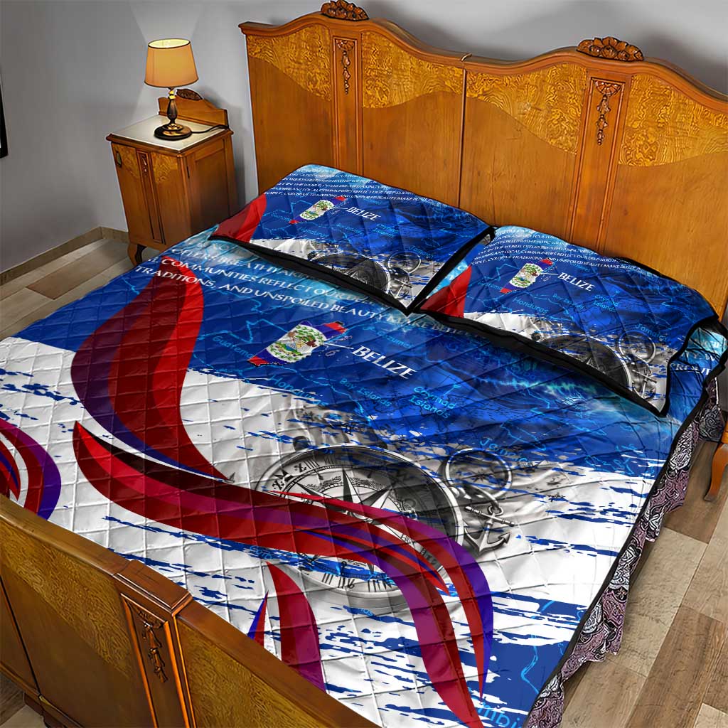 Belize One Flag One Heart Quilt Bed Set Caribbean Heartbeat - Where Compass Meets Culture