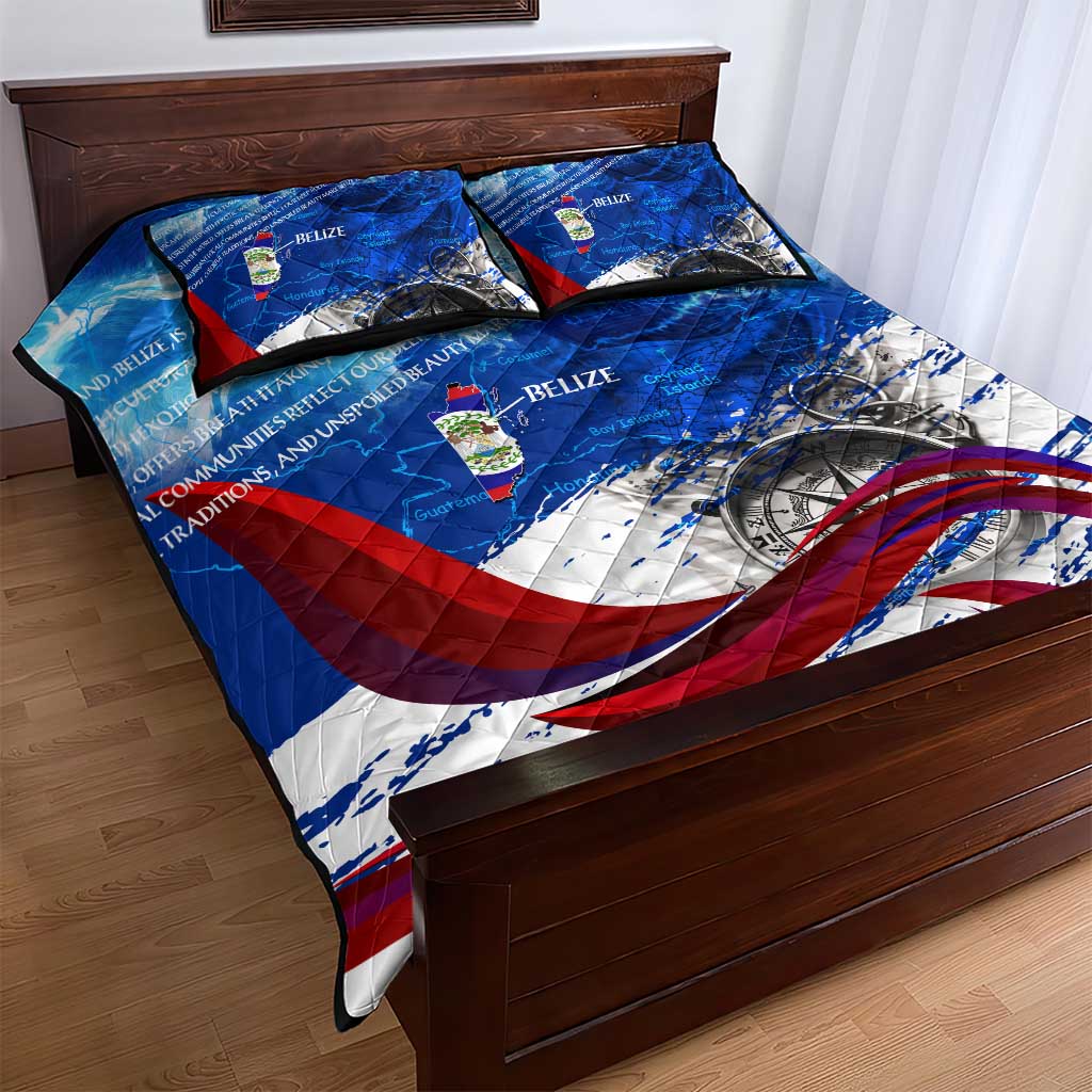 Belize One Flag One Heart Quilt Bed Set Caribbean Heartbeat - Where Compass Meets Culture