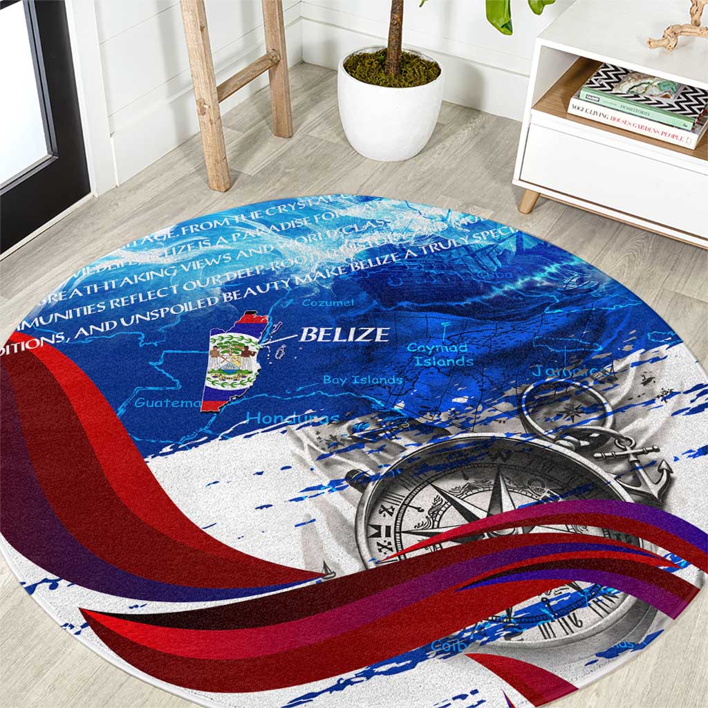Belize One Flag One Heart Round Carpet Caribbean Heartbeat - Where Compass Meets Culture