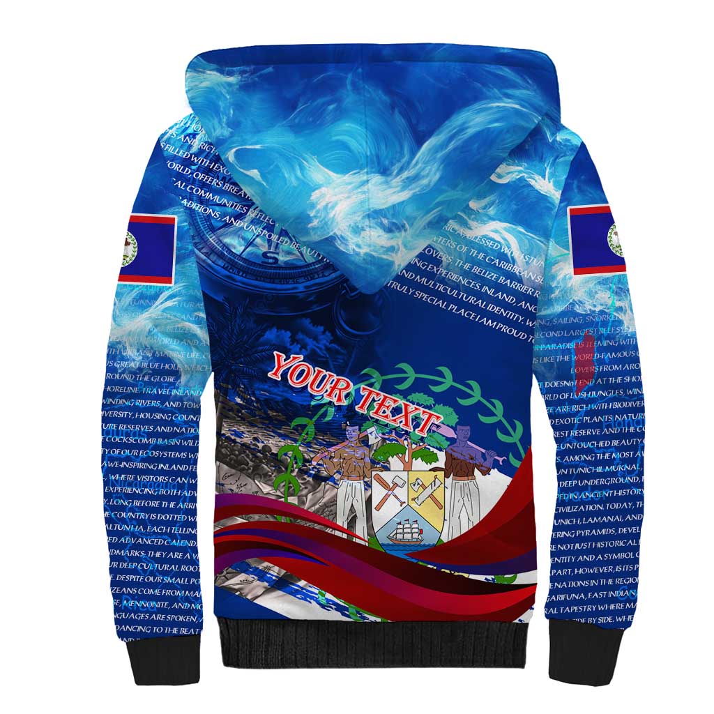 Belize One Flag One Heart Sherpa Hoodie Caribbean Heartbeat - Where Compass Meets Culture