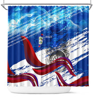Belize One Flag One Heart Shower Curtain Caribbean Heartbeat - Where Compass Meets Culture