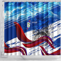 Belize One Flag One Heart Shower Curtain Caribbean Heartbeat - Where Compass Meets Culture