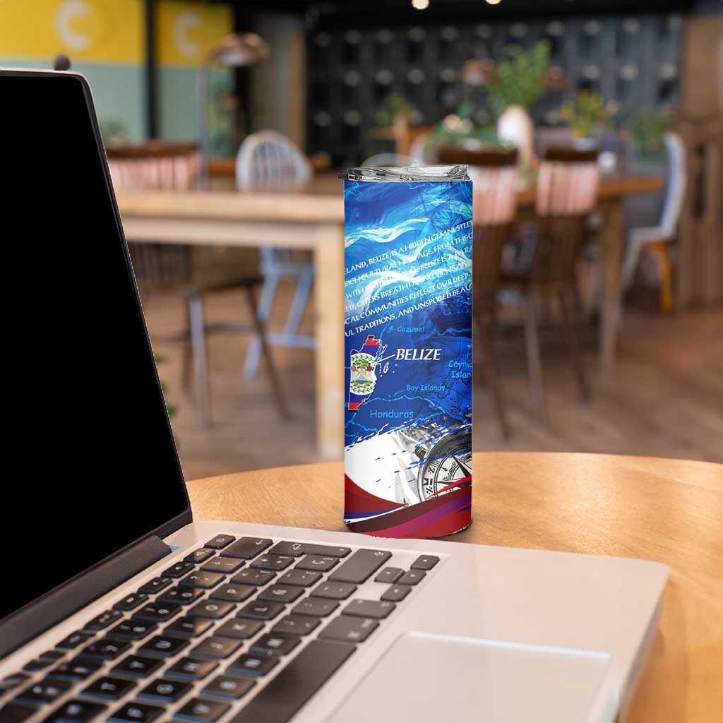 Belize One Flag One Heart Skinny Tumbler Caribbean Heartbeat - Where Compass Meets Culture