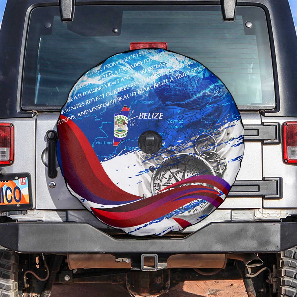 Belize One Flag One Heart Spare Tire Cover Caribbean Heartbeat - Where Compass Meets Culture