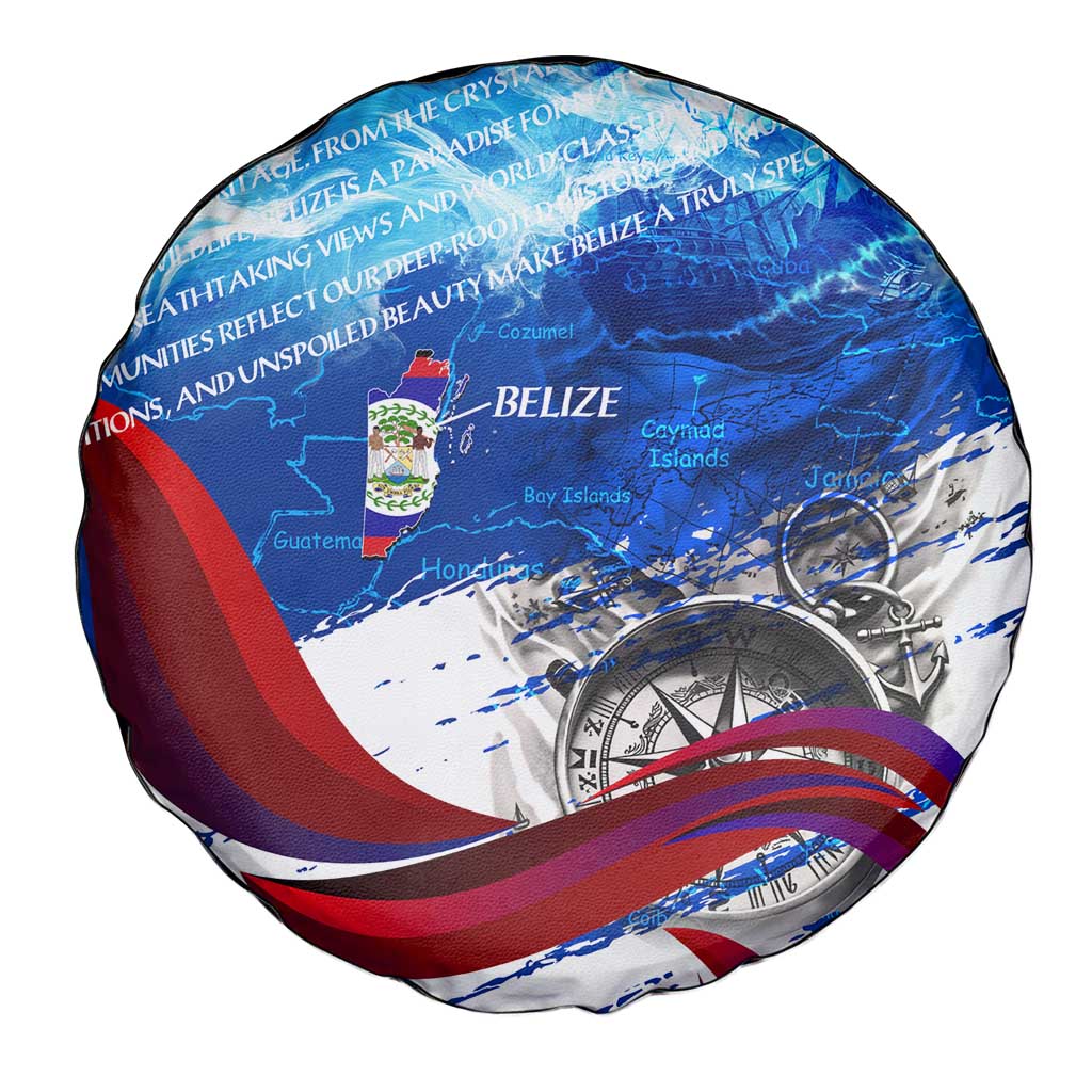 Belize One Flag One Heart Spare Tire Cover Caribbean Heartbeat - Where Compass Meets Culture
