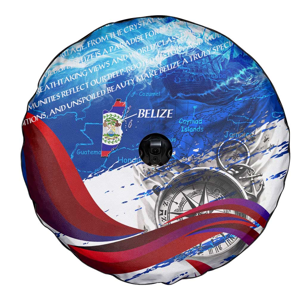 Belize One Flag One Heart Spare Tire Cover Caribbean Heartbeat - Where Compass Meets Culture