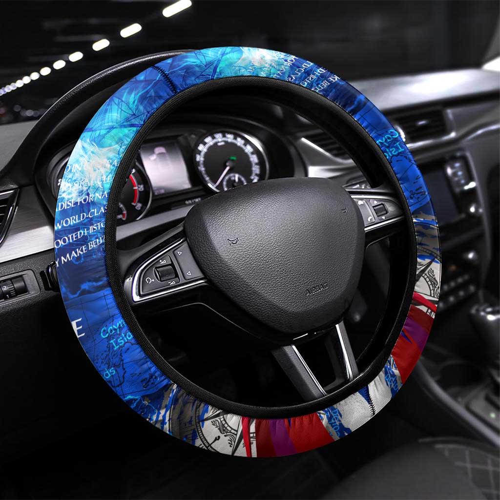 Belize One Flag One Heart Steering Wheel Cover Caribbean Heartbeat - Where Compass Meets Culture