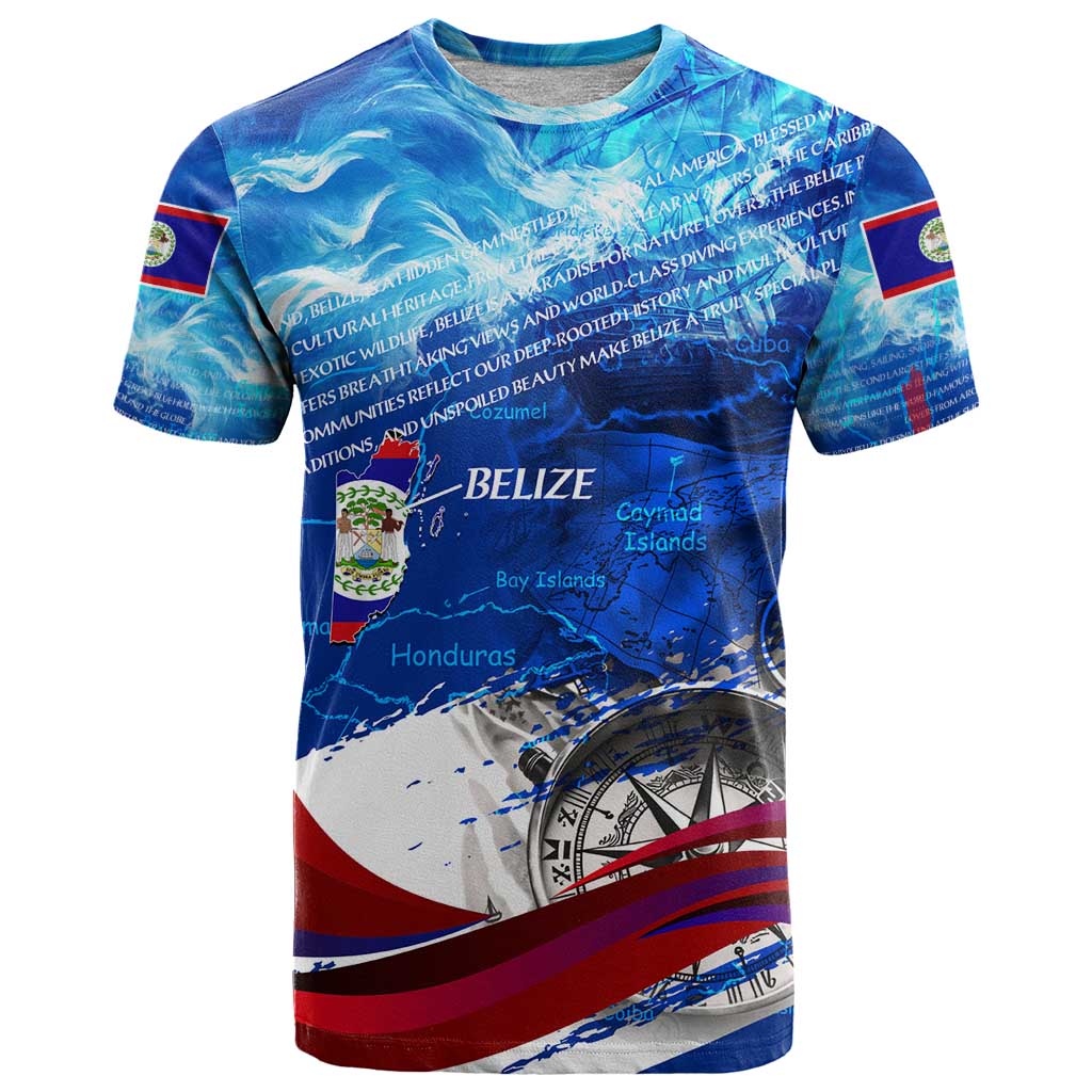 Belize One Flag One Heart T Shirt Caribbean Heartbeat - Where Compass Meets Culture