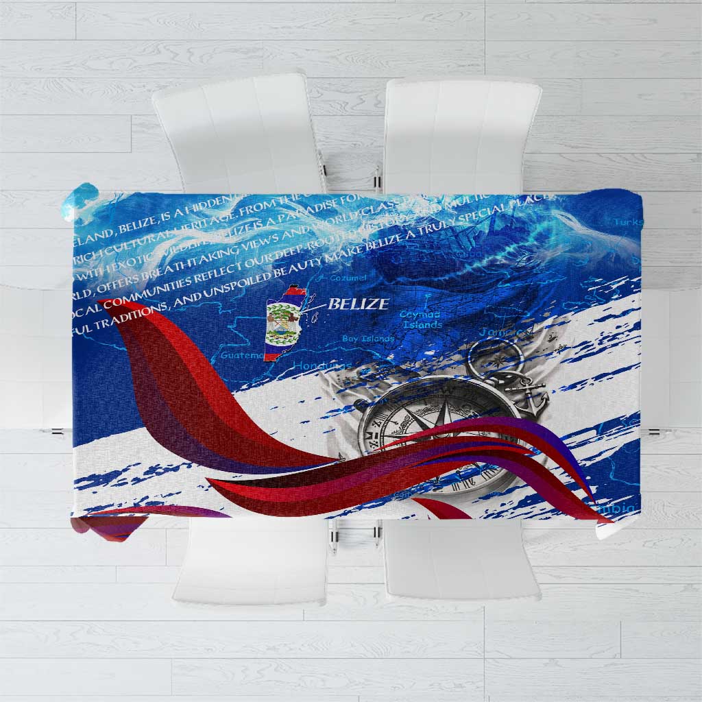Belize One Flag One Heart Tablecloth Caribbean Heartbeat - Where Compass Meets Culture
