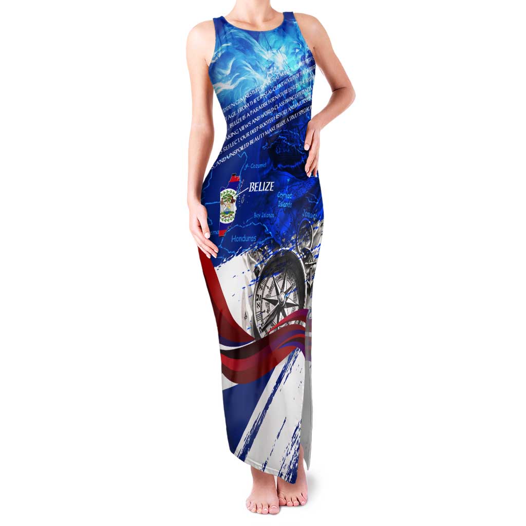 Belize One Flag One Heart Tank Maxi Dress Caribbean Heartbeat - Where Compass Meets Culture