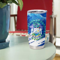 Belize One Flag One Heart Tumbler Cup Caribbean Heartbeat - Where Compass Meets Culture