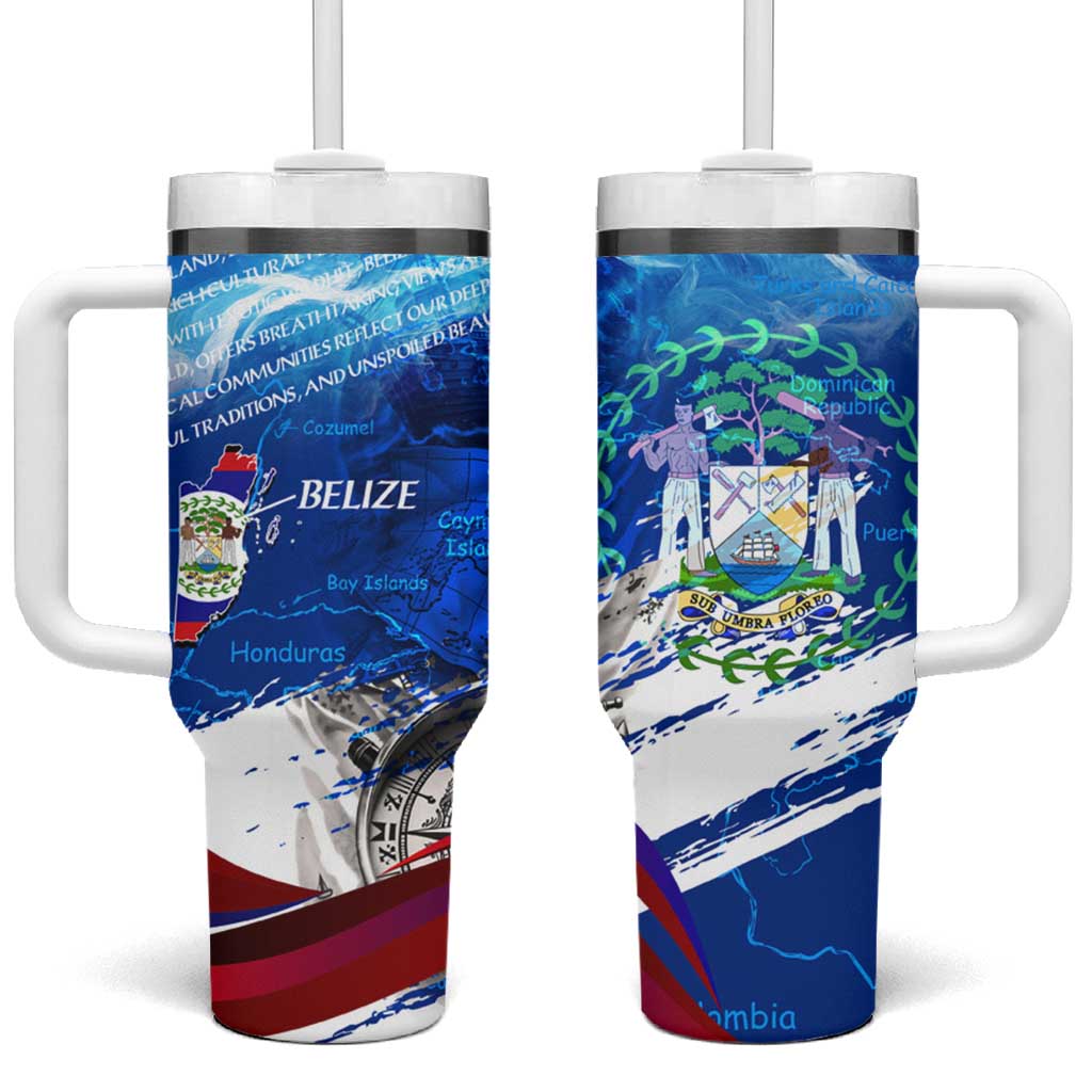 Belize One Flag One Heart Tumbler With Handle Caribbean Heartbeat - Where Compass Meets Culture
