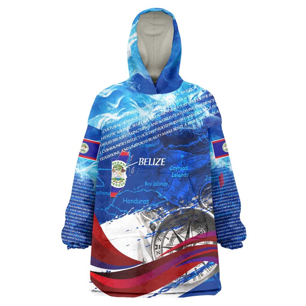 Belize One Flag One Heart Wearable Blanket Hoodie Caribbean Heartbeat - Where Compass Meets Culture