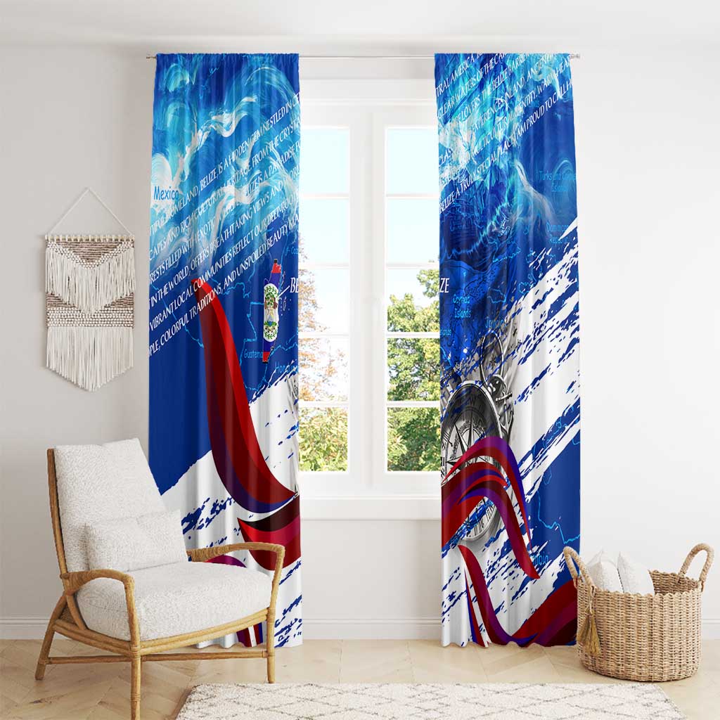 Belize One Flag One Heart Window Curtain Caribbean Heartbeat - Where Compass Meets Culture