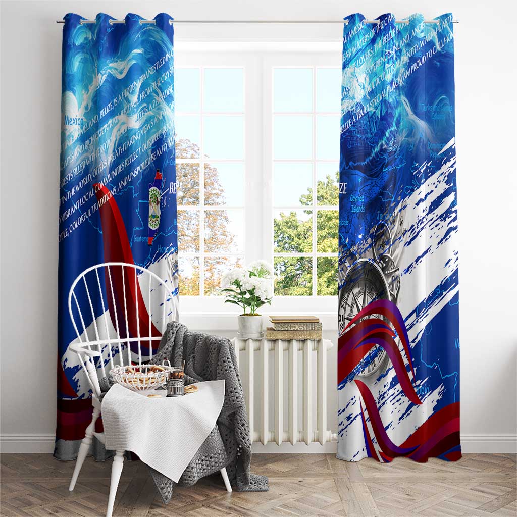 Belize One Flag One Heart Window Curtain Caribbean Heartbeat - Where Compass Meets Culture